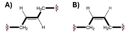 doubles liaisons trans (A) et cis (B)